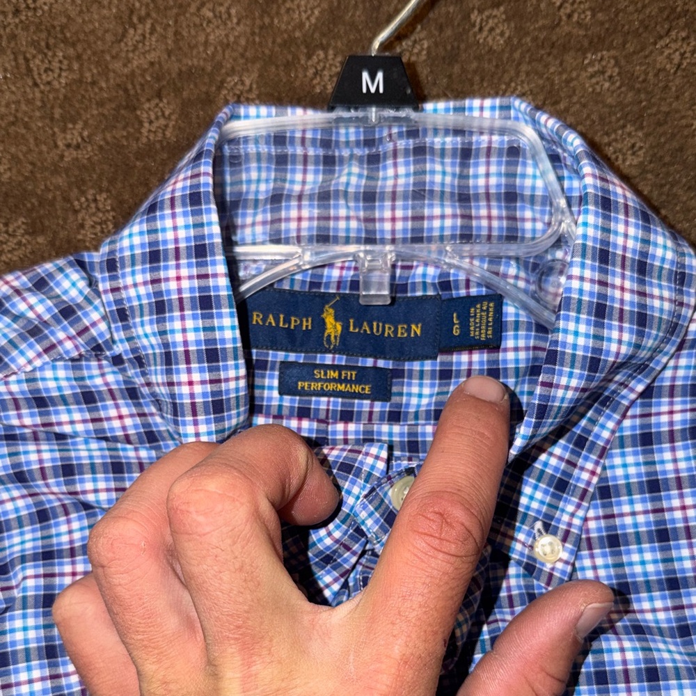 Ralph Lauren Men's Blue and White Plaid Shirt - Picture 2 of 5